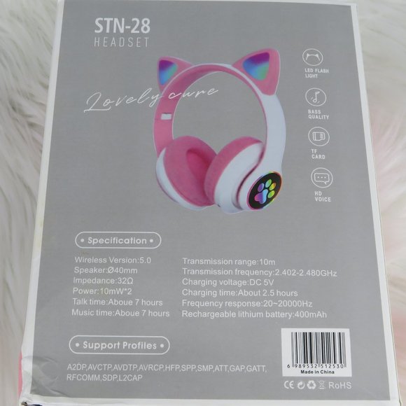 NEW - Cat Ear Wireless Headphones - Pink - Picture 4 of 4
